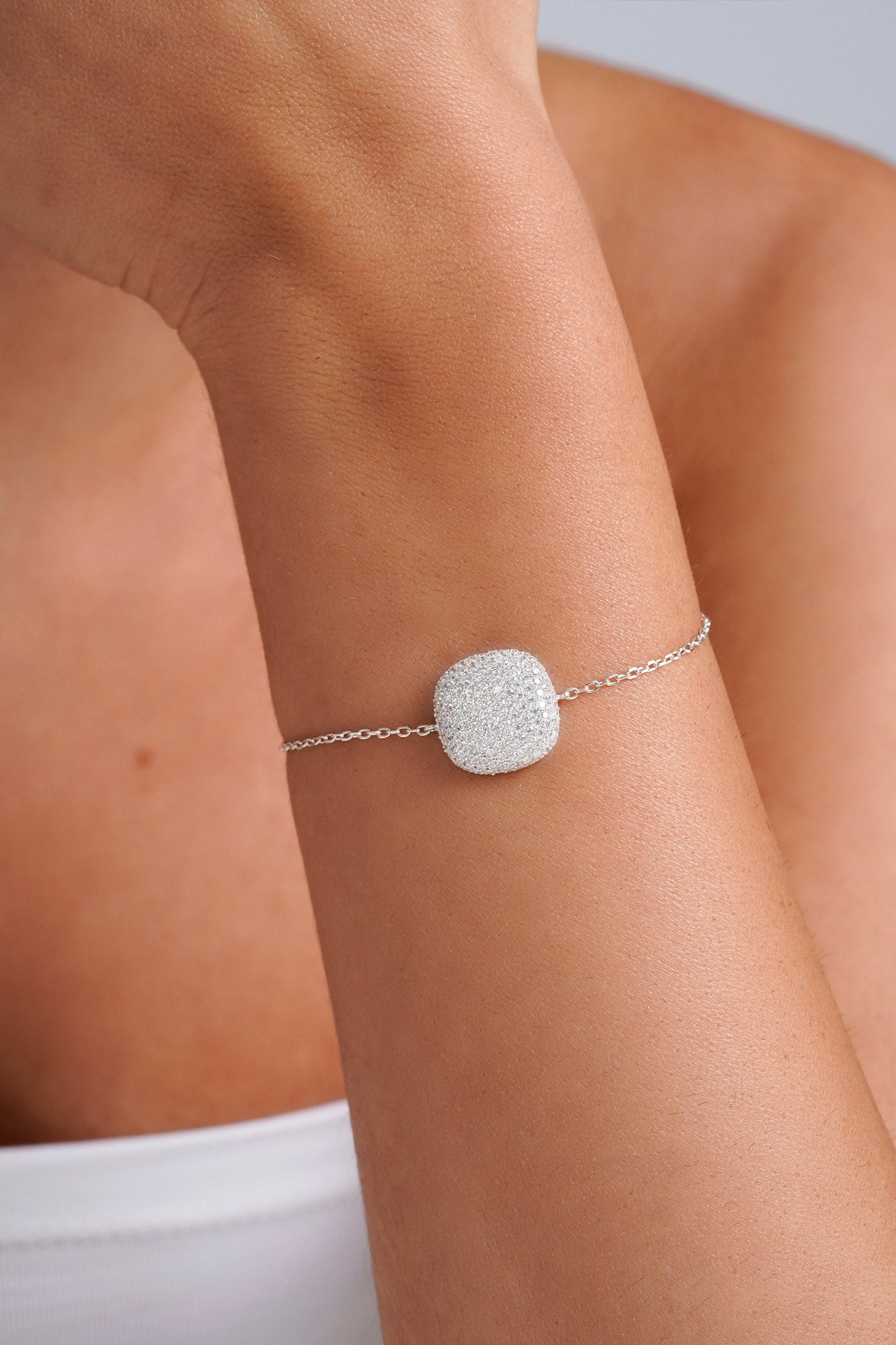 Pulsera cushion pavé blanco