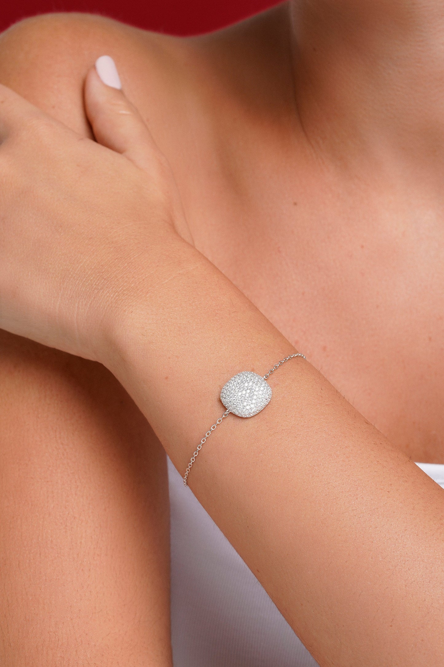 Pulsera cushion pavé blanco