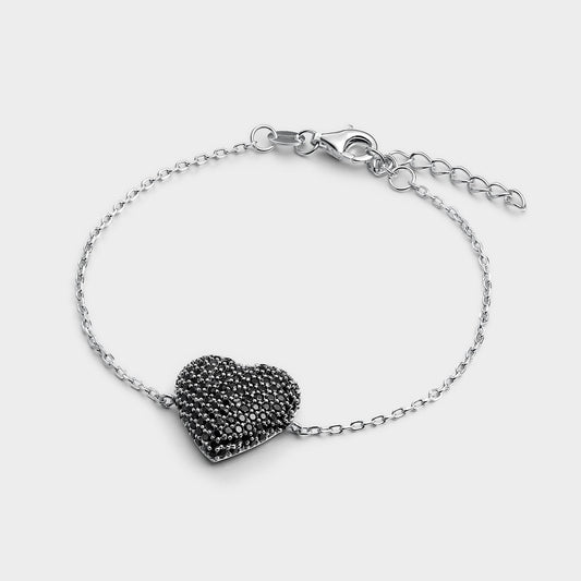 Pulsera corazón pavé negro