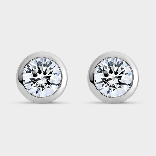 Pendientes de plata bisel con circonita de3,8mm 