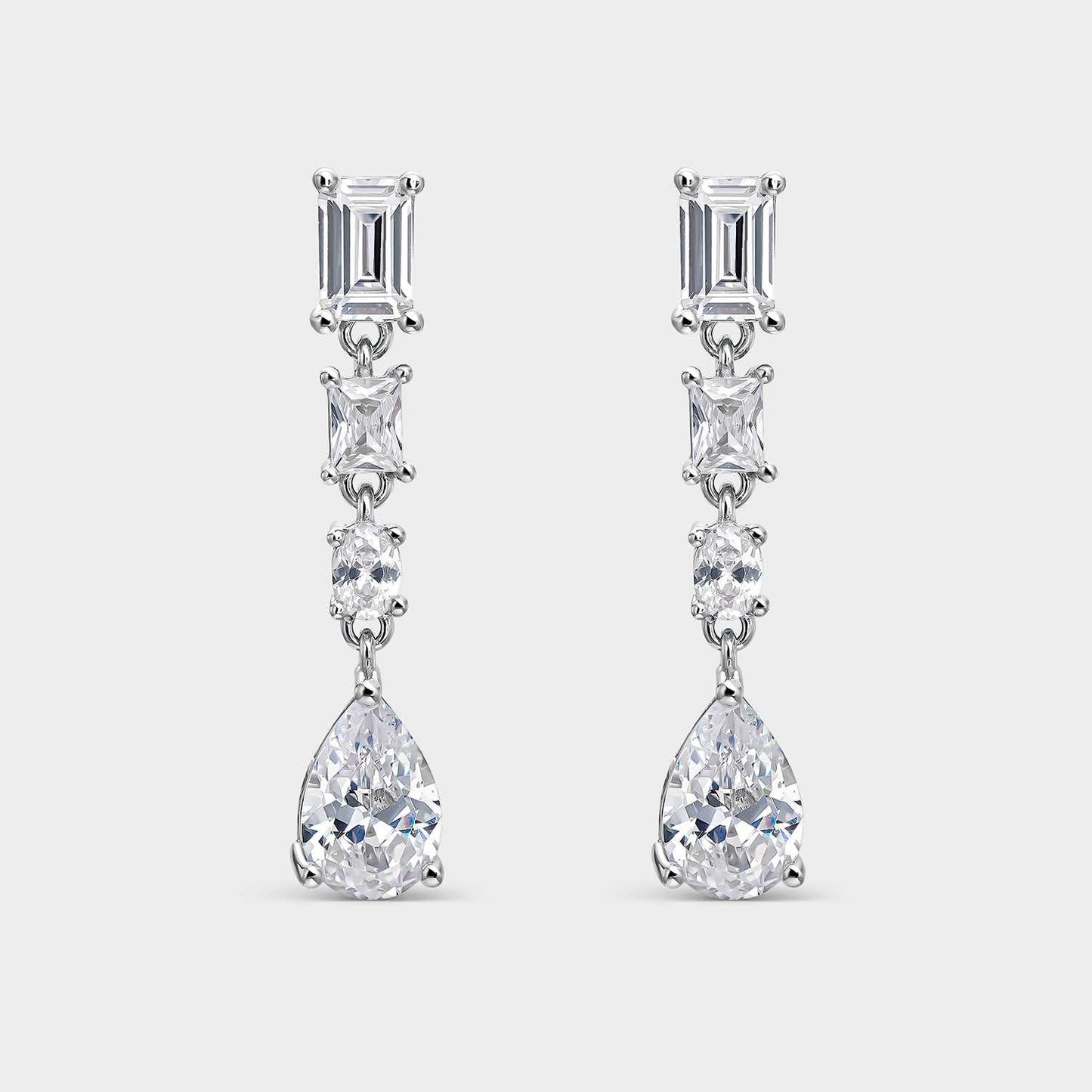 Silver and white zircon earrings