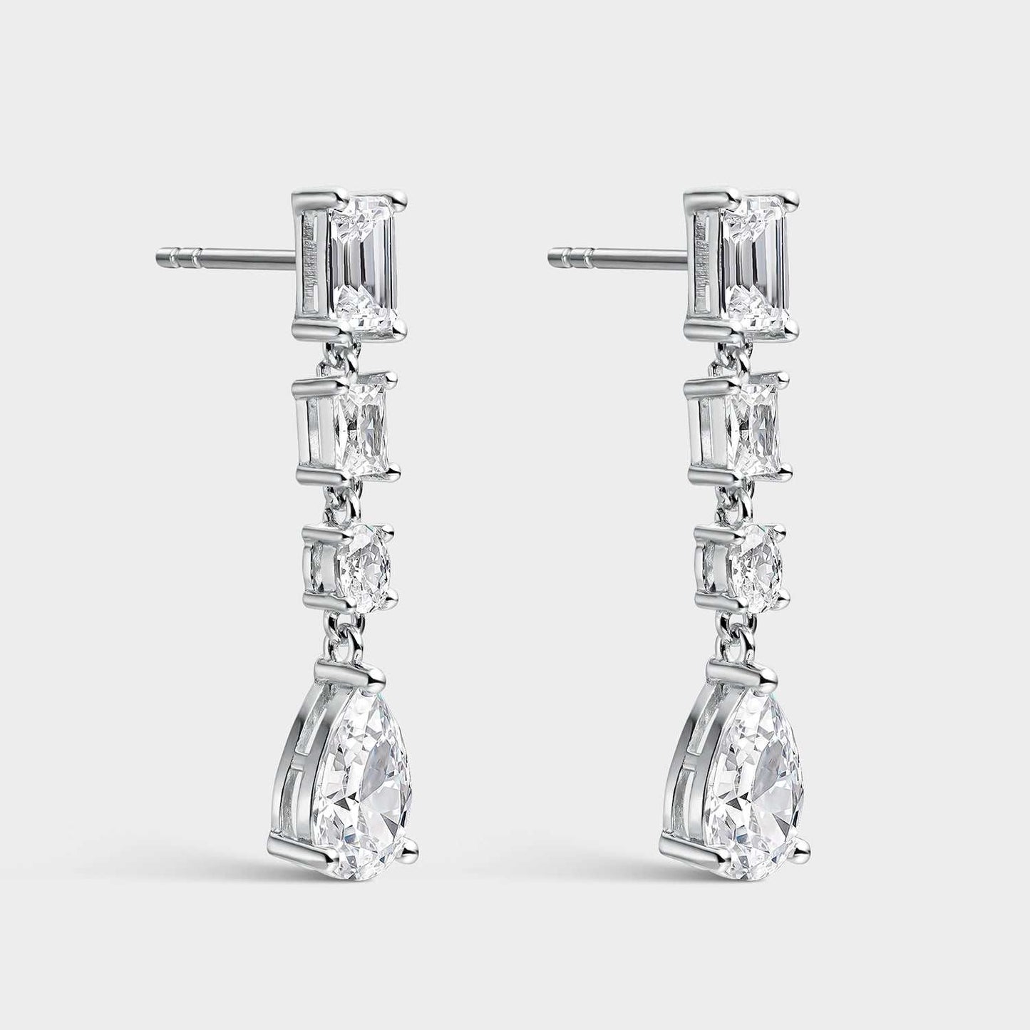 Silver and white zircon earrings