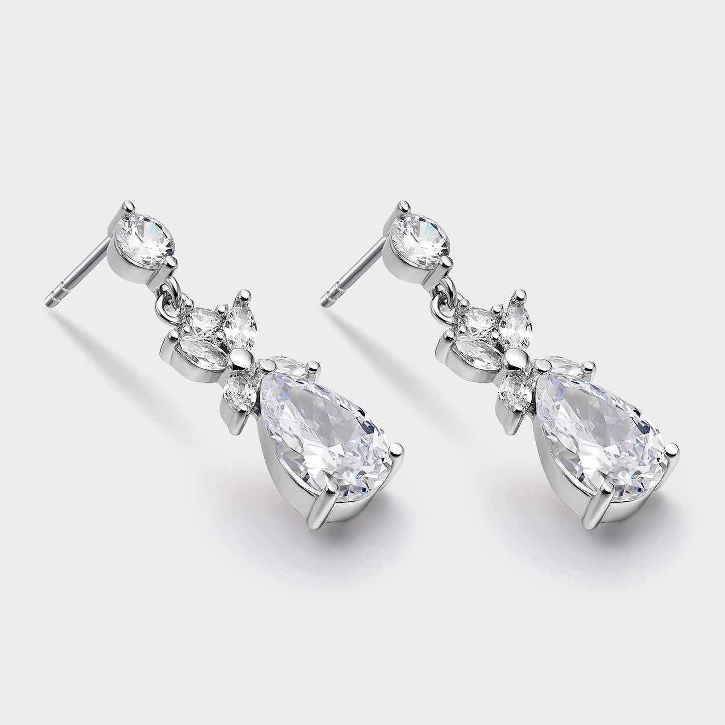 Drop-shaped earrings with white zircons