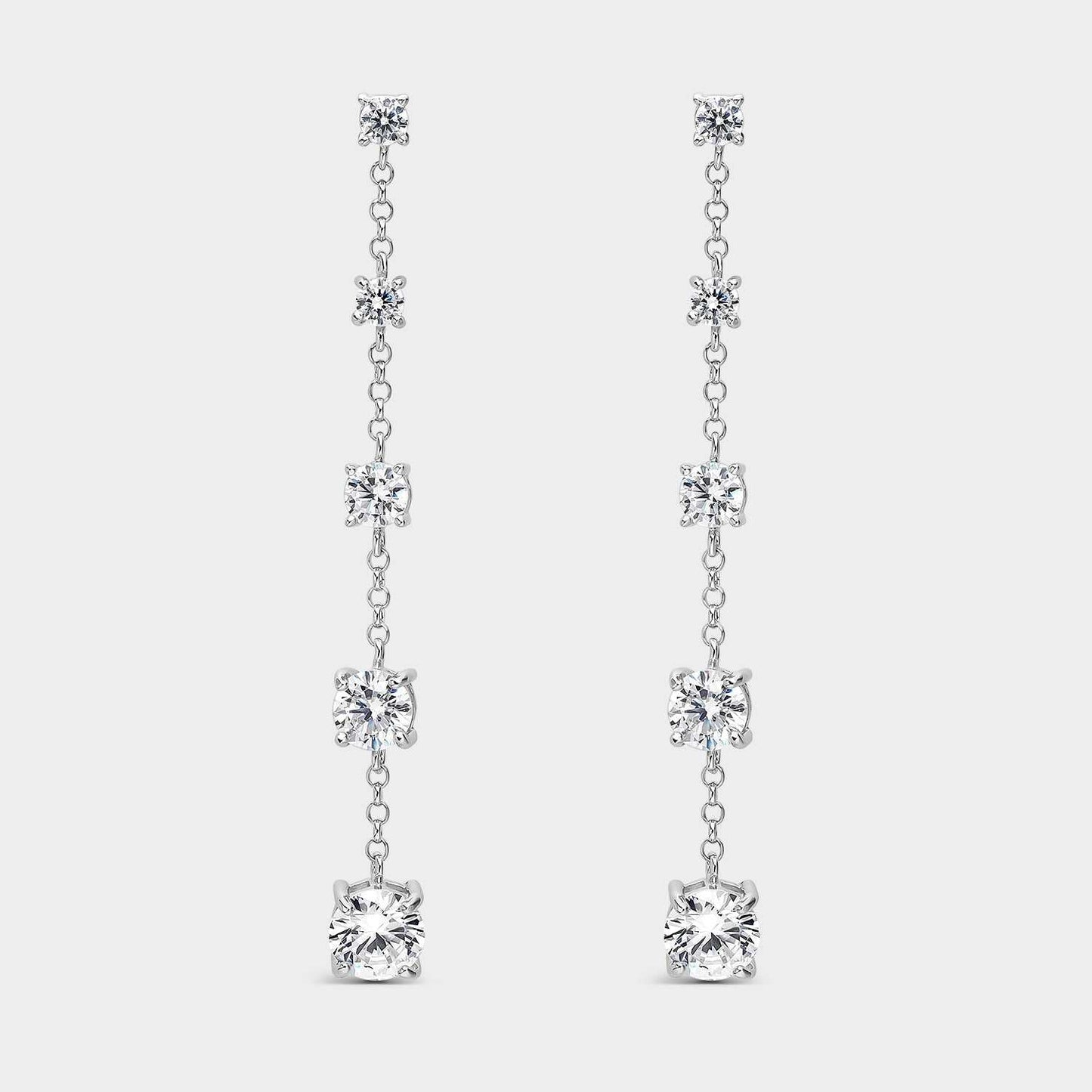 Cascade silver earrings with white zircons