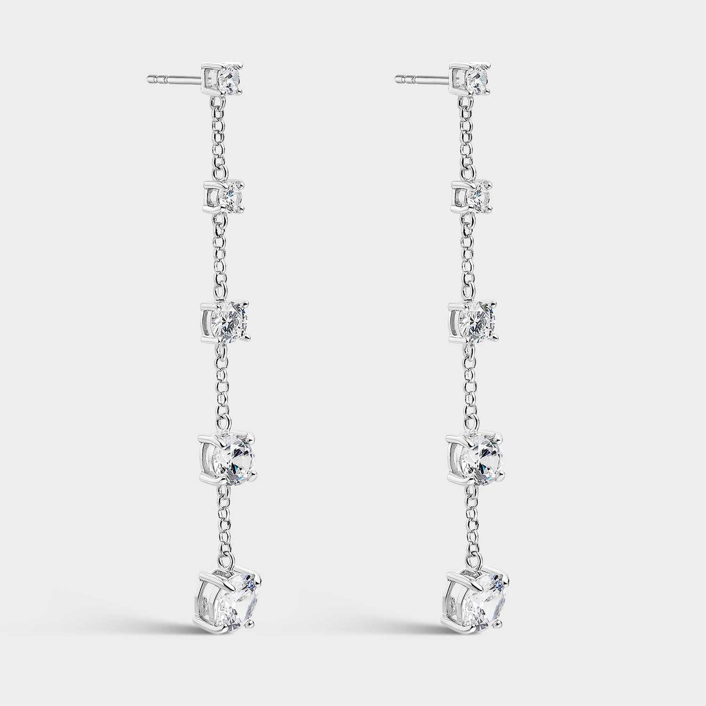 Cascade silver earrings with white zircons