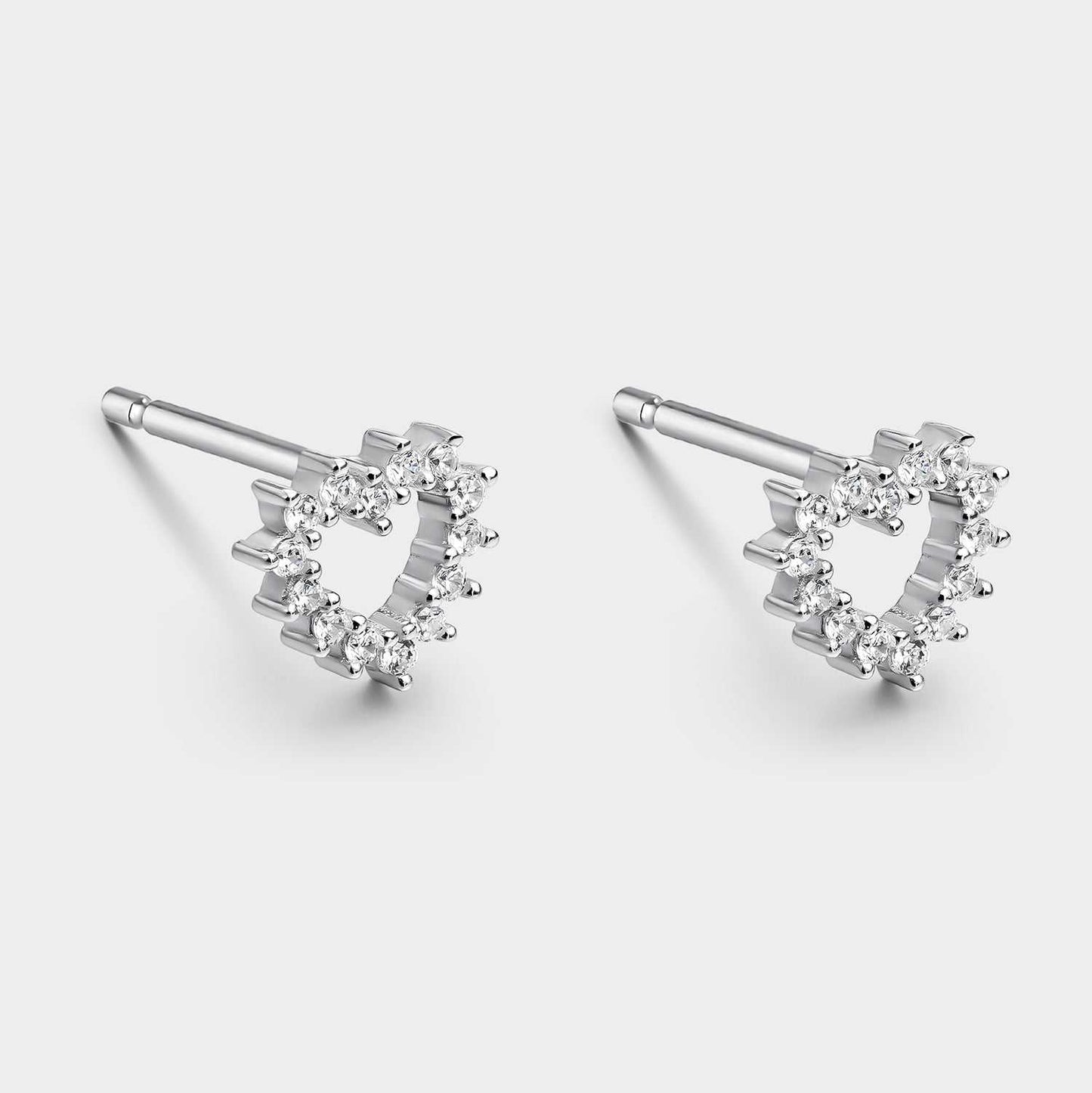 Silver Crown Earrings with Zircons