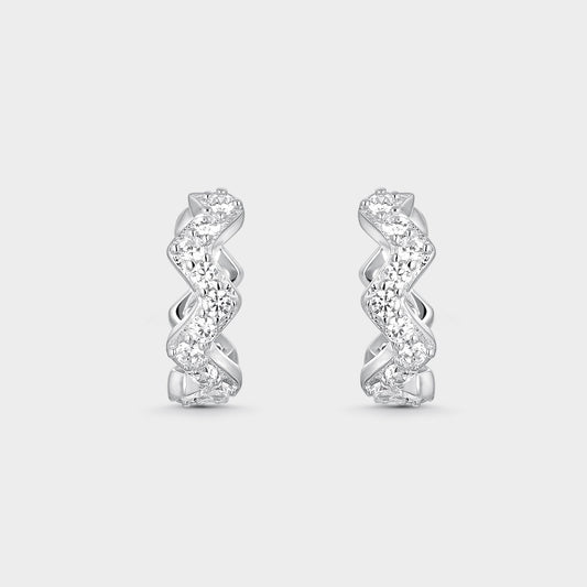 PENDIENTES AROS DE PLATA EN ZIGZAG CON CIRCONITAS BLANCAS