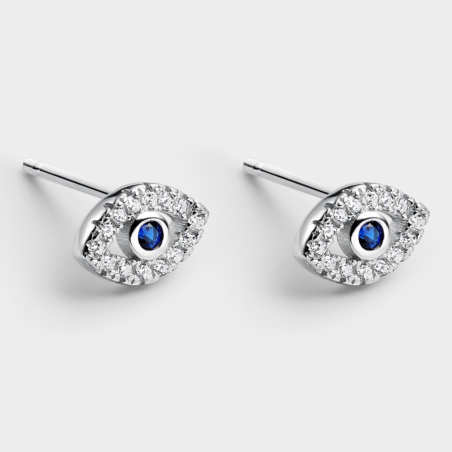 PENDIENTES OJO TURCO CIRCONITA AZUL Y PLATA