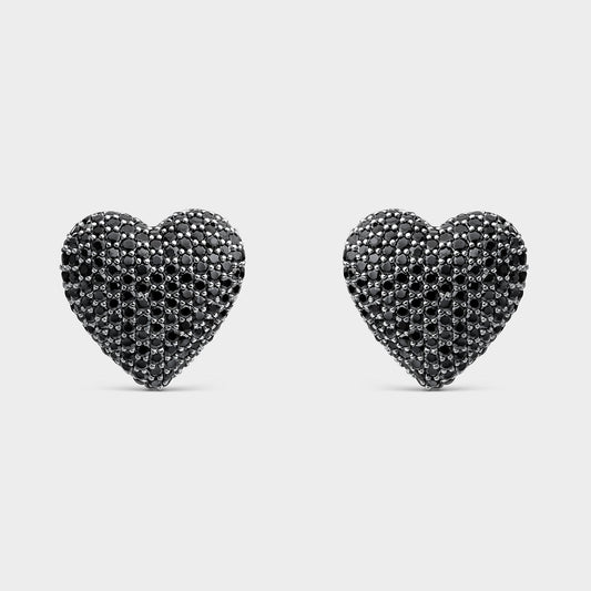 Pendientes corazón pavé negro