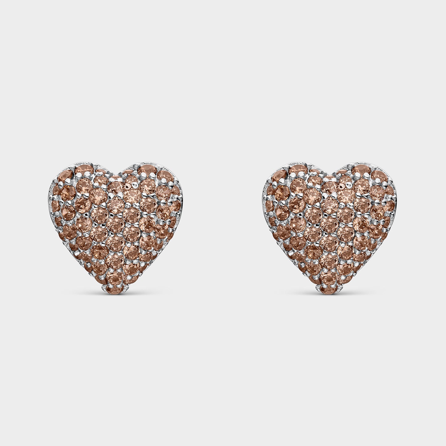 Pendientes corazón pavé champagne