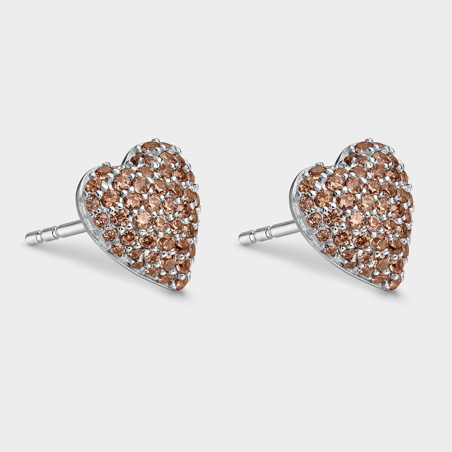 Pendientes corazón pavé champagne