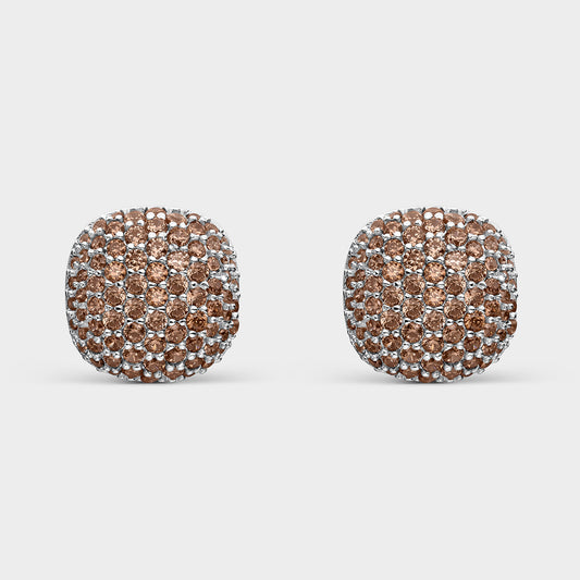 Pendientes cushion pavé champagne