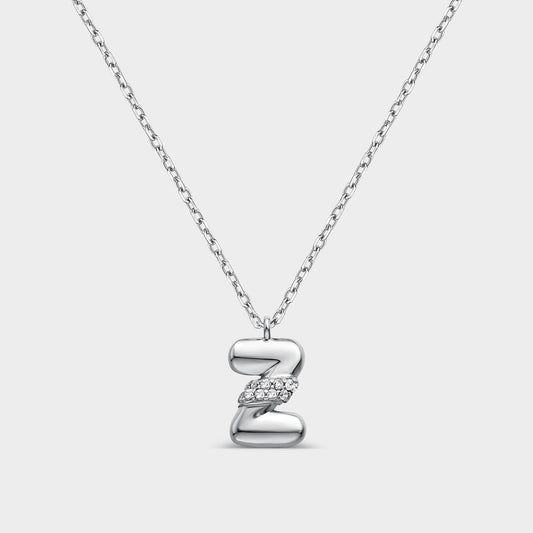 Collar con inicial "Z" con volumen, plata y linea de circonitas