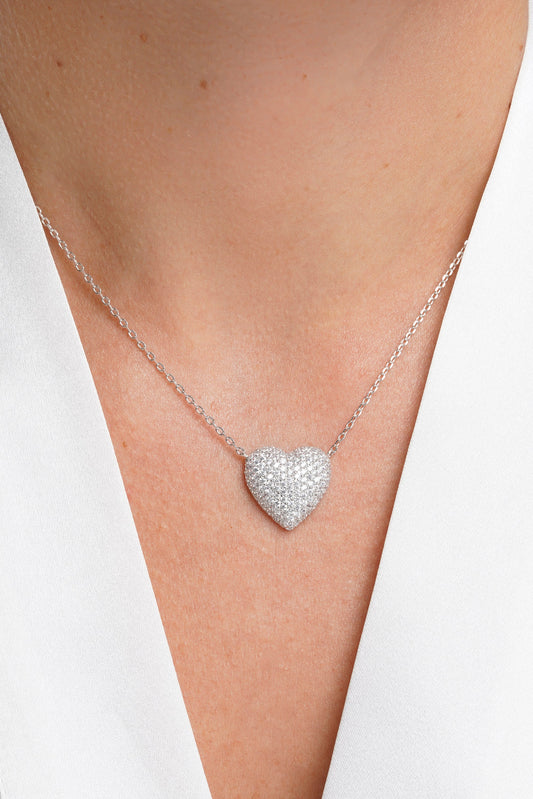 Collar corazón pavé blanco