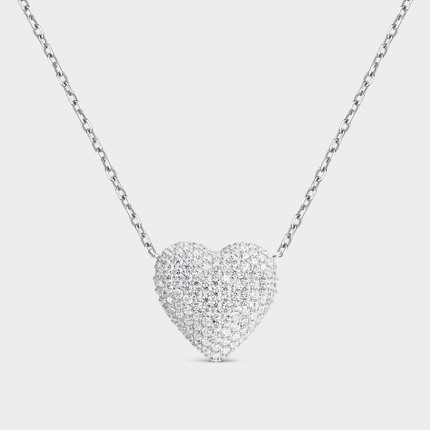 Collar corazón pavé blanco