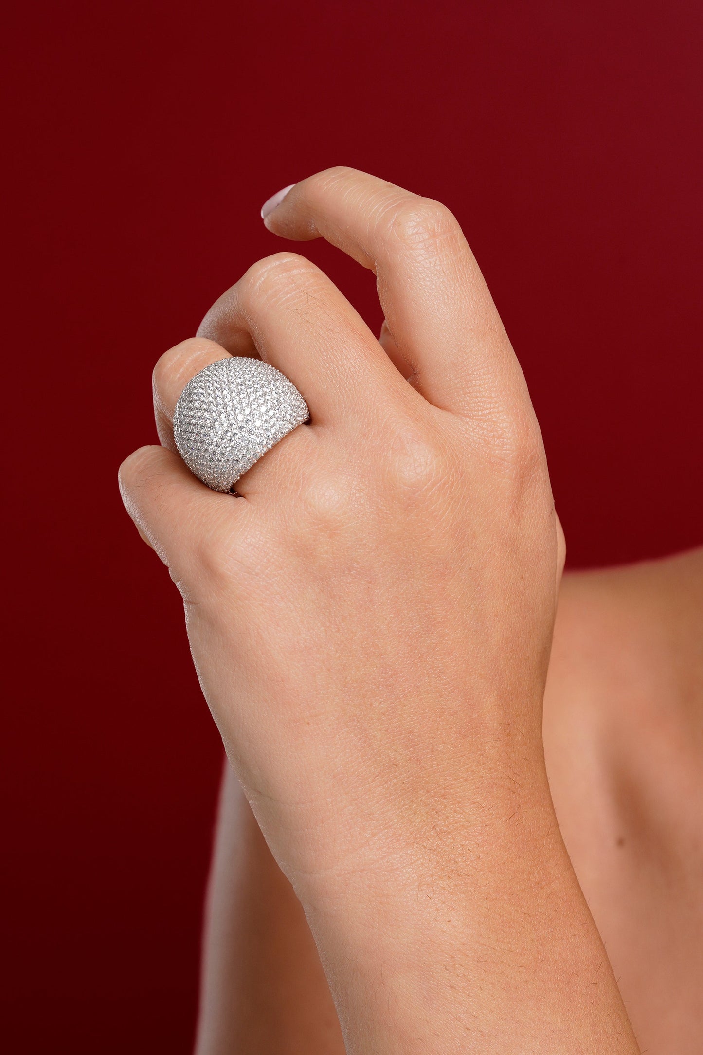 Anillo bola pavé blanco