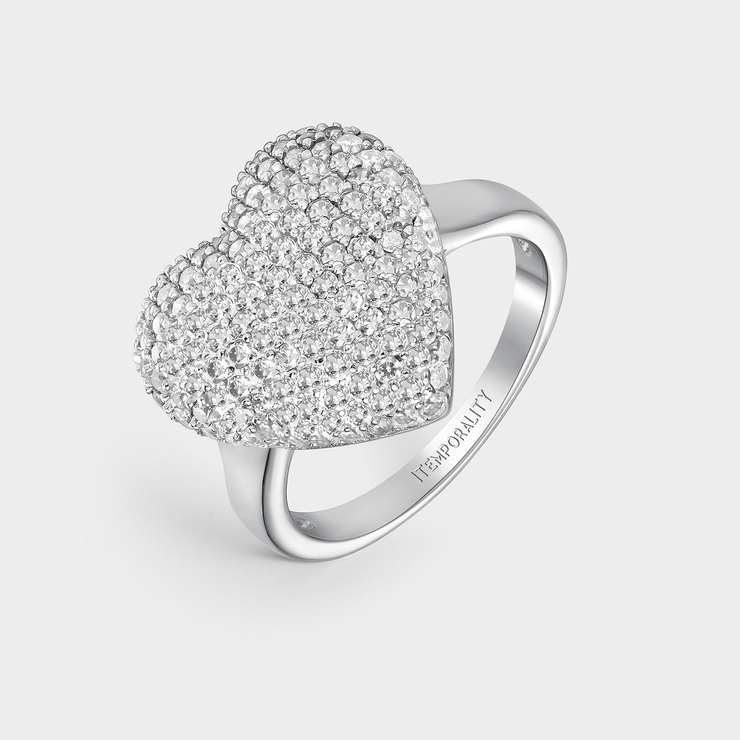 Anillo plata corazón pavé blanco