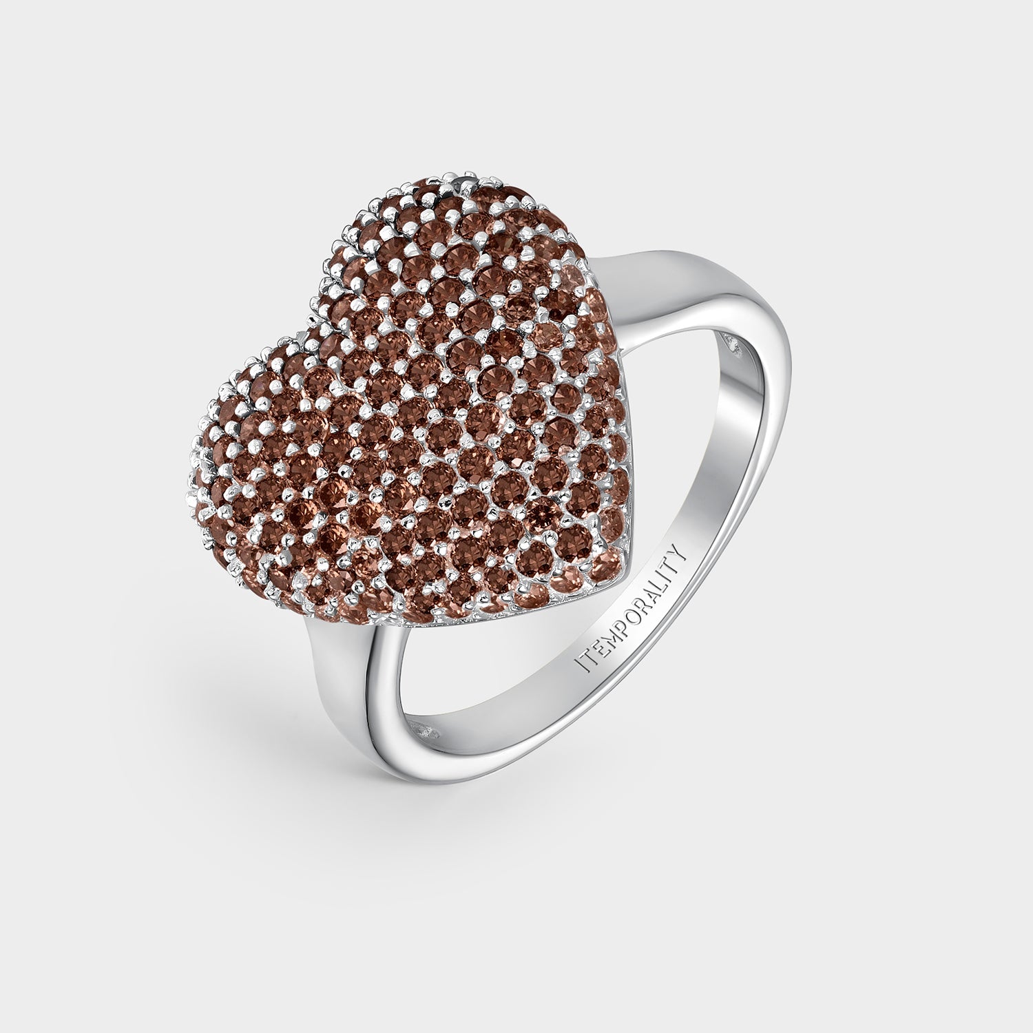 Anillo plata corazón marrón