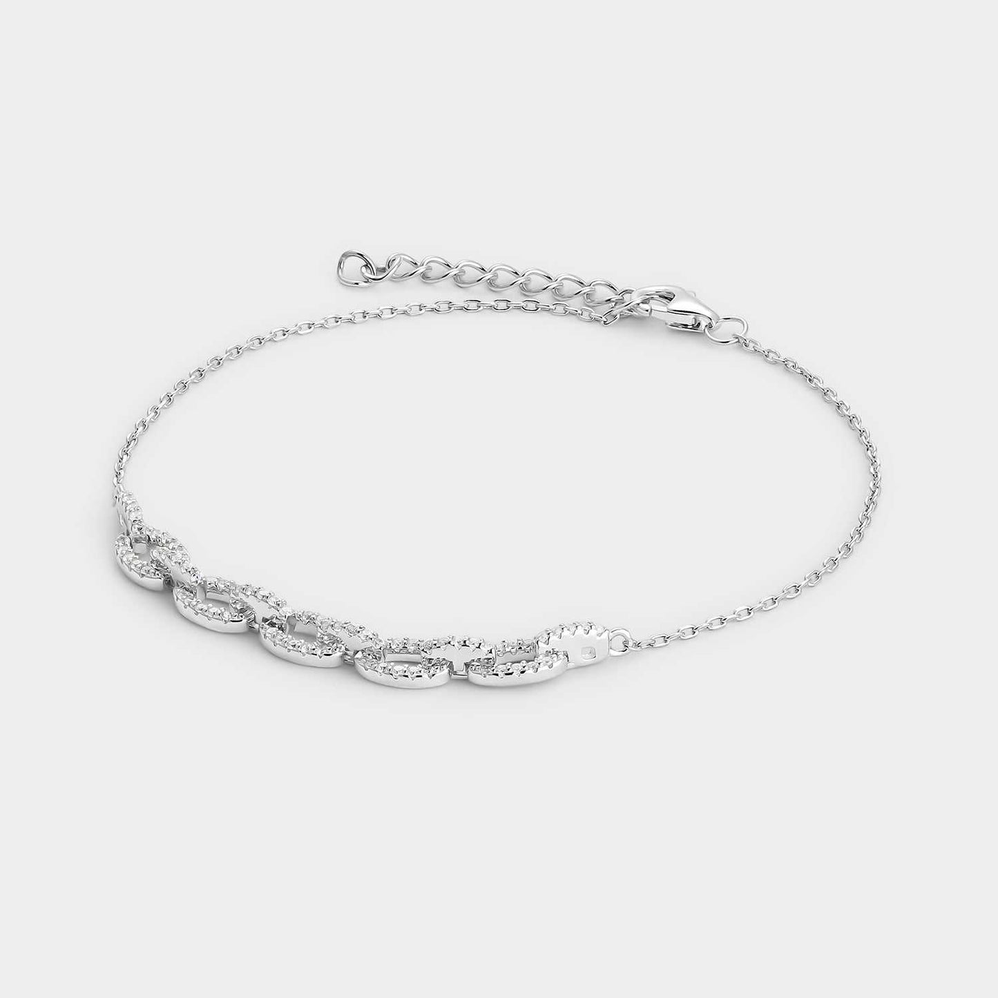 Pulsera de plata con eslabones grandes y circonitas blancas