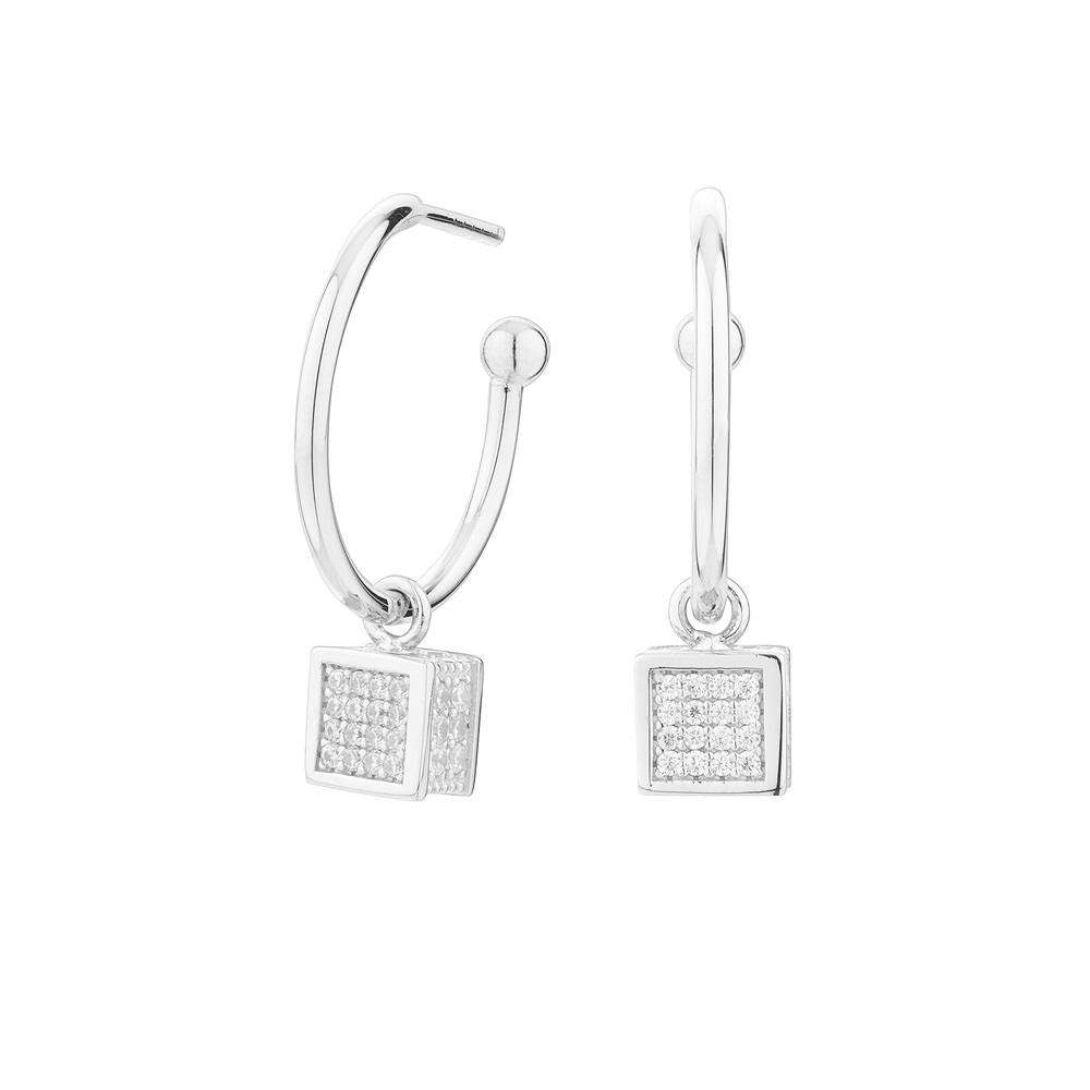 Pendientes Cube Cubo Plata