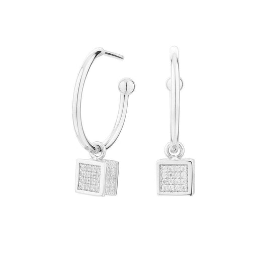 Pendientes Cube Cubo Plata