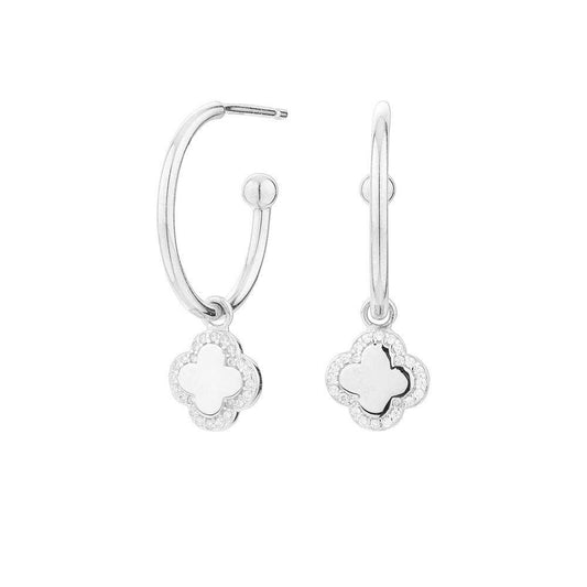 Pendientes Cube Aro Flor Plata