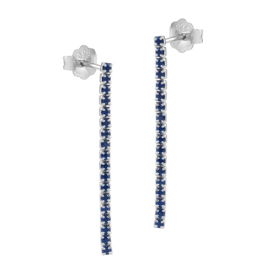 Pendientes largos Cielo de plata y circonitas azules