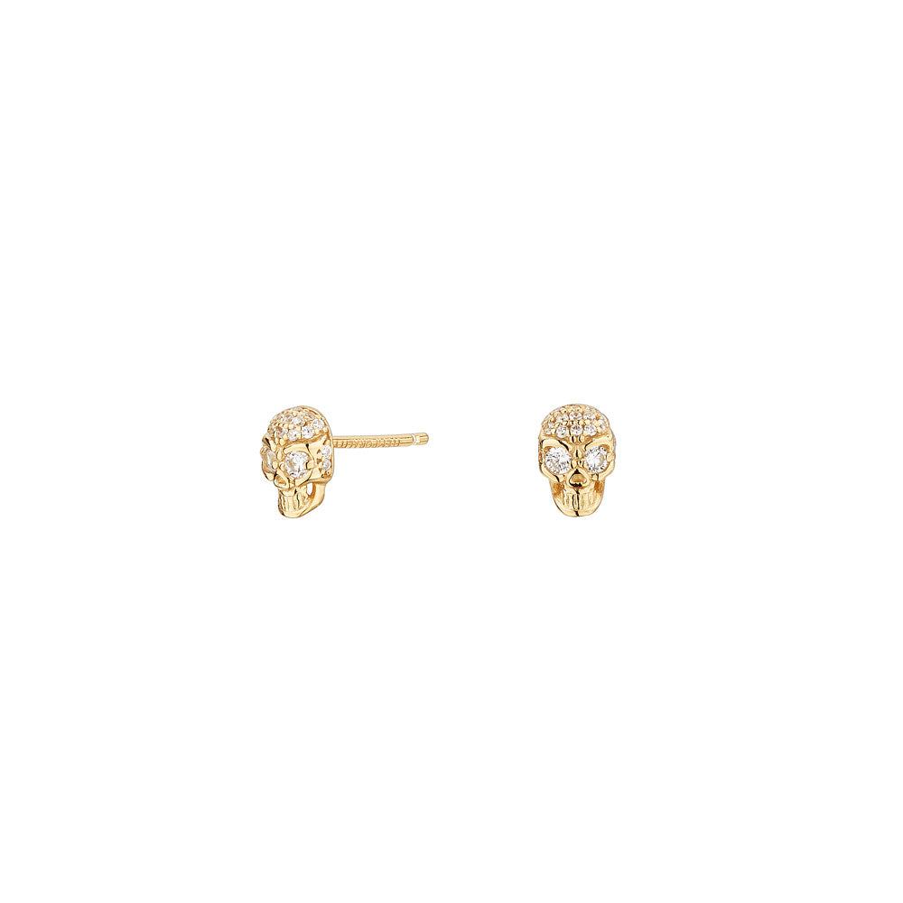 Pendientes Calavera Bañado en Oro