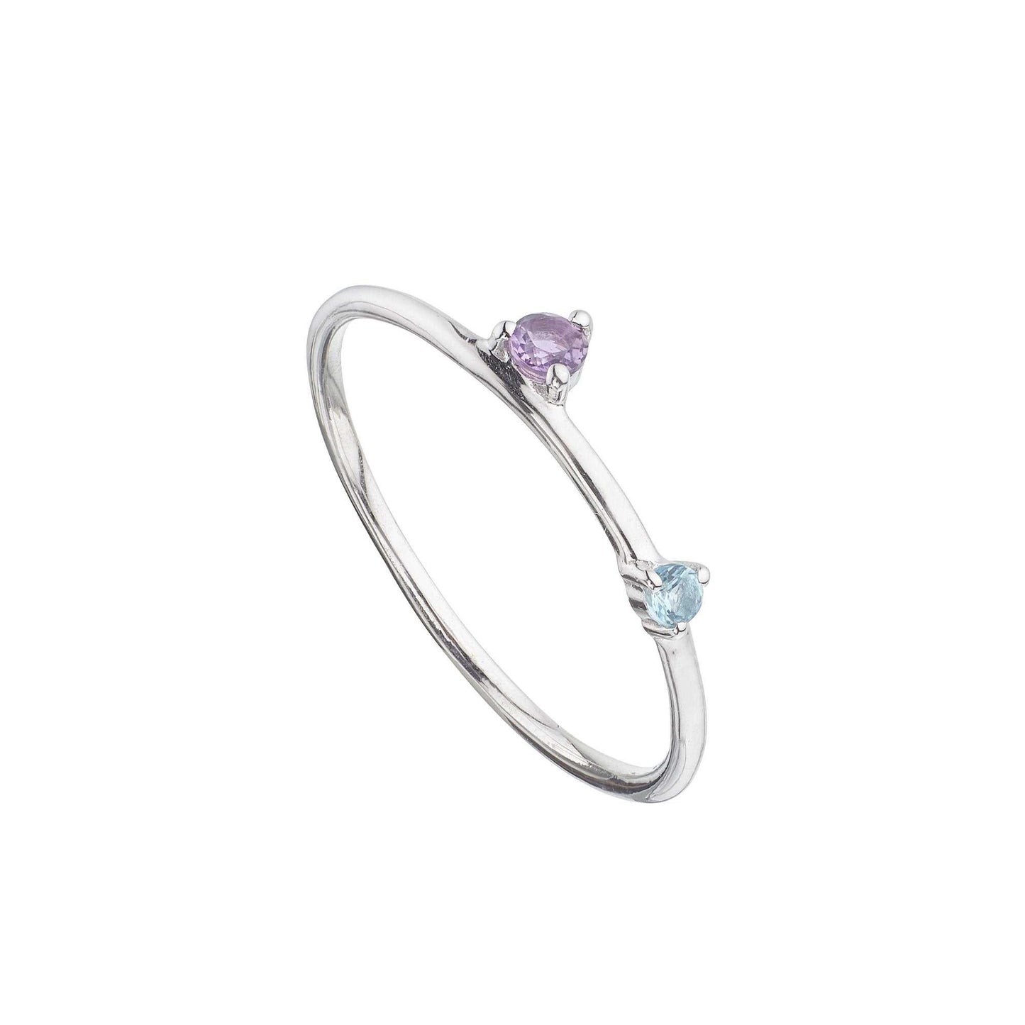 Blauer Topas- und Amethyst-Silberring