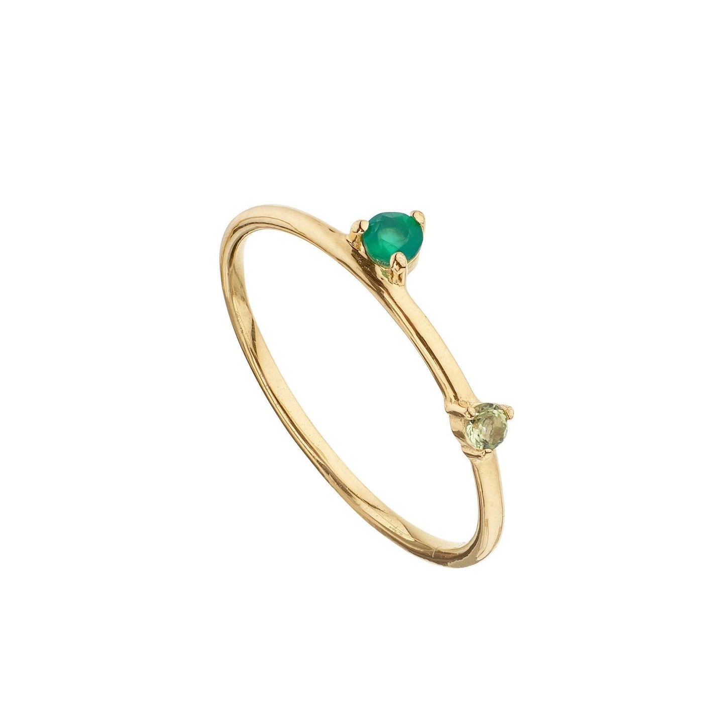 Anillo peridoto y ónix verde bañado en oro