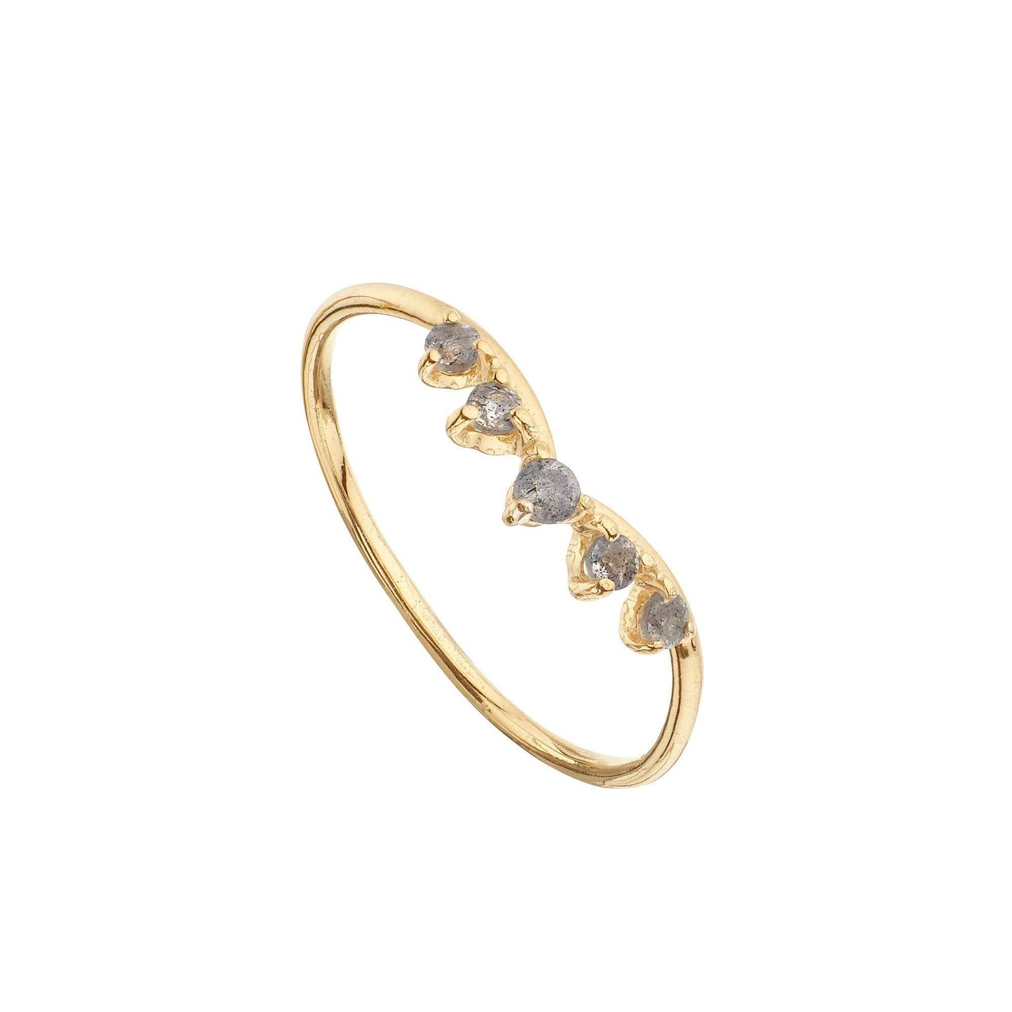 Anillo Tiara labradorita bañado en oro